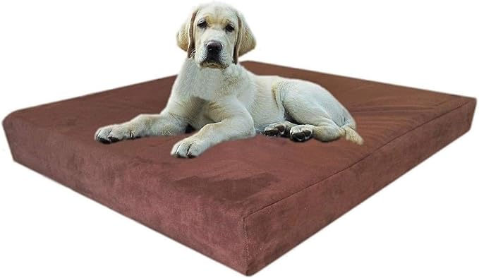 Dogbed4less Orthopedic Pet Bed with Memory Foam for Dogs, Waterproof Liner with Durable Nylon and Bonus Miscrosuede External Covers (Ballistic in Seal Brown, XL, 47" Length X 29" Width)