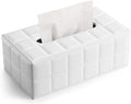 KINGFOM Rectangular Tissue Box Cover, Imitation Suede PU Leather Tissue Box Holder, Facial Napkin Paper Dispenser for Home Office Car Automotive Decoration with Magnetic Bottom(Soft White)