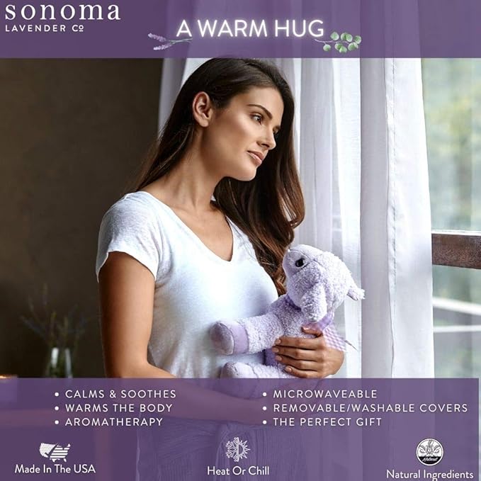 Sonoma Lavender Microwaveable Aromatherapy Animal, Plush Elephant, Lavender Scented with Removable Washable Cover