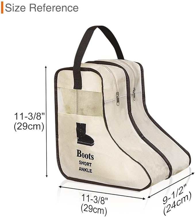 KOVOSCH 2 Pack Portable Boots Storage Bag, Beige Shoe Bags for Storage and Travel Dust Proof Travel Shoe Bags for Packing (Medium)