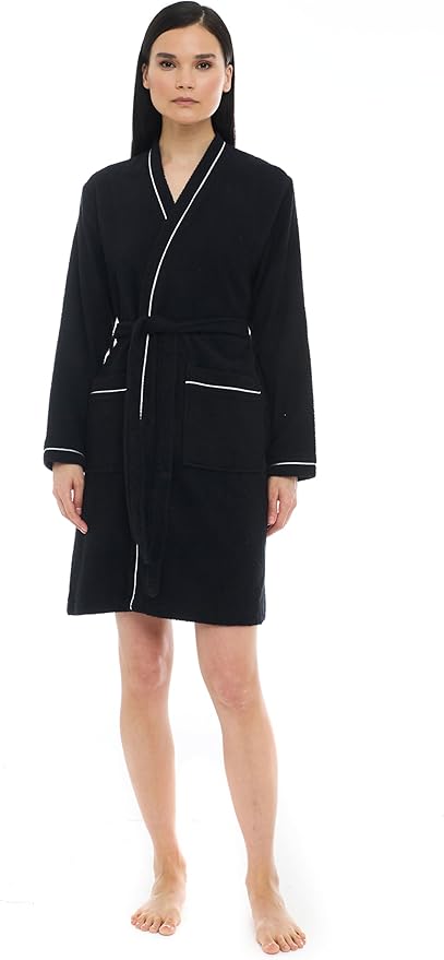 Seritaine Short Robes for Women, 100% Turkish Cotton Womens Robe, Luxury, Terry Cloth Long Spa Bathrobe