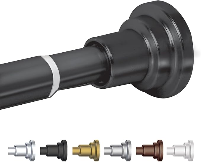 BLACK+DECKER Tension Shower Curtain Rod 42-72 Inch – Drill-Free Adjustable Curtain Rod, Rust-Resistant Stainless Steel Tension Curtain Rod for Shower, Bathroom, Window, Closet – 35 lb Capacity