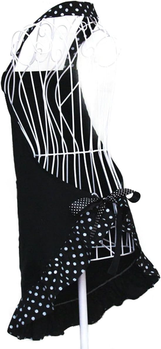 Hyzrz Cute Girls Bowknot Funny Aprons Lady's Kitchen Restaurant Women's Cake Apron with Pocket (Black)