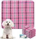 ESGPET Washable Pee Pads for Dogs - 31”x36” 4PCS, Whelping Pad for Puppy Training, Playpen Crate Bed Floor Protector, Reusable Dog Potty Pads Non-Slip, Super Absorbent & Odor Controlling, Pink Plaid