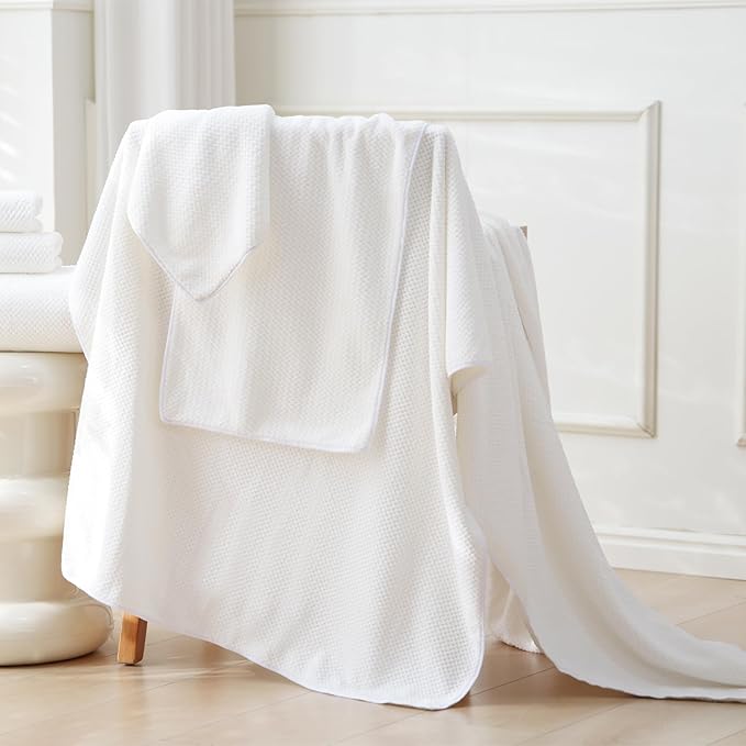Akzpe 40x80 Inches Bath Sheets Towels for Adults Oversized Bath Towels Extra Large Luxury Super Soft Absorbent Quick Dry Microfiber (White,1PCS)