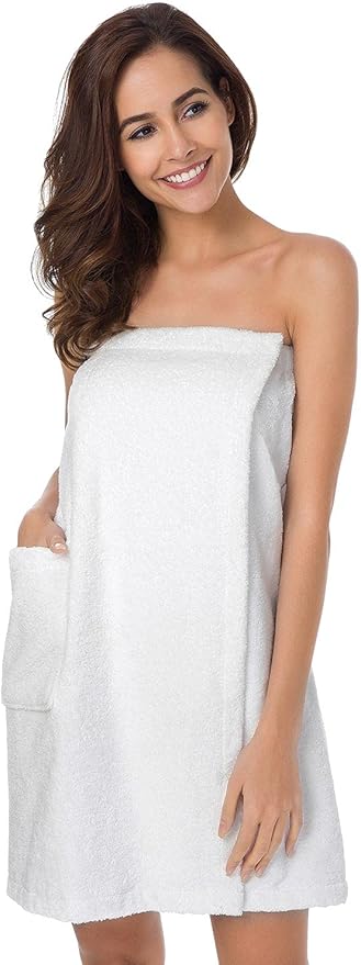SIORO Women Bath Towel Wrap Robe, Soft Cotton Terry Spa Cloth, Plush Adjustable Closure for Shower, Travel, Pool, Gym