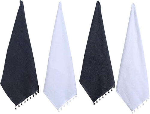 ACCENTHOME 100% Cotton Waffle Weave Kitchen Towel Set of 4 Super Soft Absorbent Tea Towels | Durable Cleaning Dish Cloths Perfect for Mess & Quick Drying Dishes Rags 18x26 inches in White Color