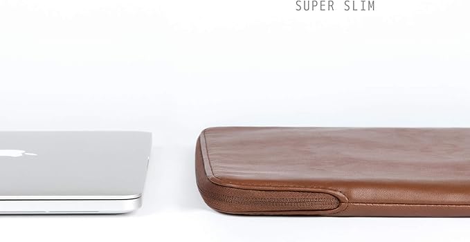 Comfyable Leather Laptop Sleeve Compatible with 16 Inch MacBook Pro M4 2024 & 15 Inch MacBook Air M4 M3 M2 2025, Brown