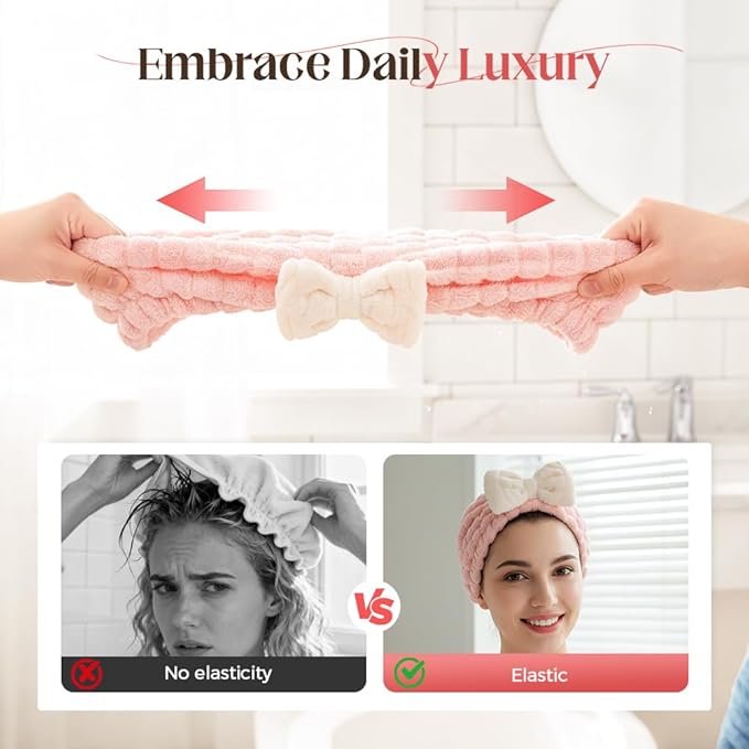 OZDOZD Super Absorbent Hair Towel Wrap for Women, 2026 Upgraded Microfiber Hair Towel, Quick Drying, Soft & Lightweight, Hair Turban Wrap with Bow for Wet Hair (White)