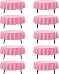 10-Pack Pink Round Tablecloths, 84 Inches, Stain-Resistant Polyester for 3-5 Ft Round Tables - Washable Table Covers for Weddings, Banquets, Birthday Parties, Events