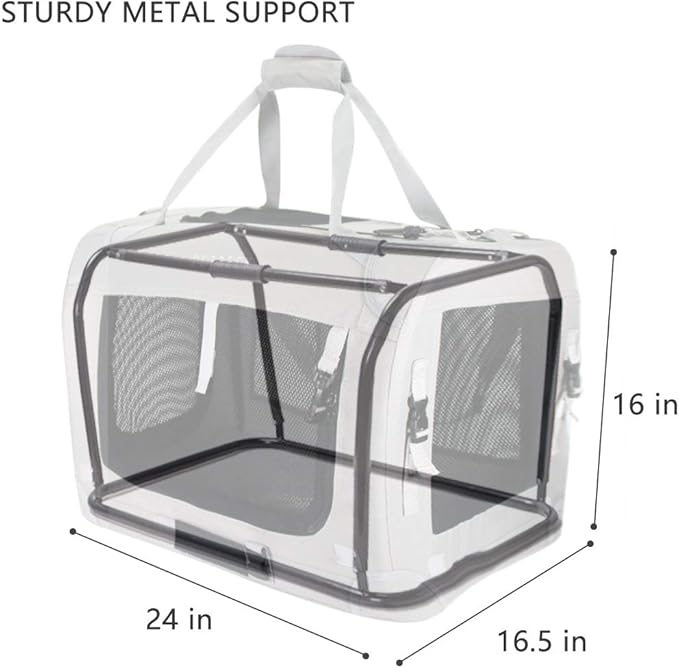 Petseek Extra Large Cat Carrier Soft Sided, Portable Small Dog Carrier for 2 Cats, 24"x16.5"x16" Car Travel Folding Comfortable Design with Bowl, Blue