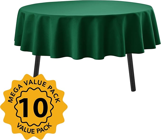 10-Pack Hunter Green Round Tablecloths, 90 Inches, Stain-Resistant Polyester for 4-5 Ft Round Tables - Washable Table Covers for Weddings, Banquets, Birthday Parties, Events