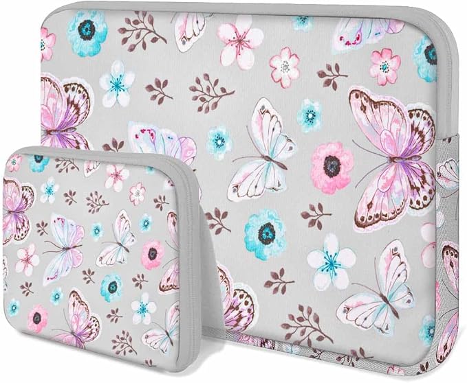 ZINMARK Laptop Sleeve Case 13-14 inch with Small Case, Neoprene Rainproof & Shockproof Cover for MacBook Pro 14" M3 M2 M1 and 13.3" MacBook Air/Pro, XPS 13/14 & Most 13"-14" Notebooks，Butterfly