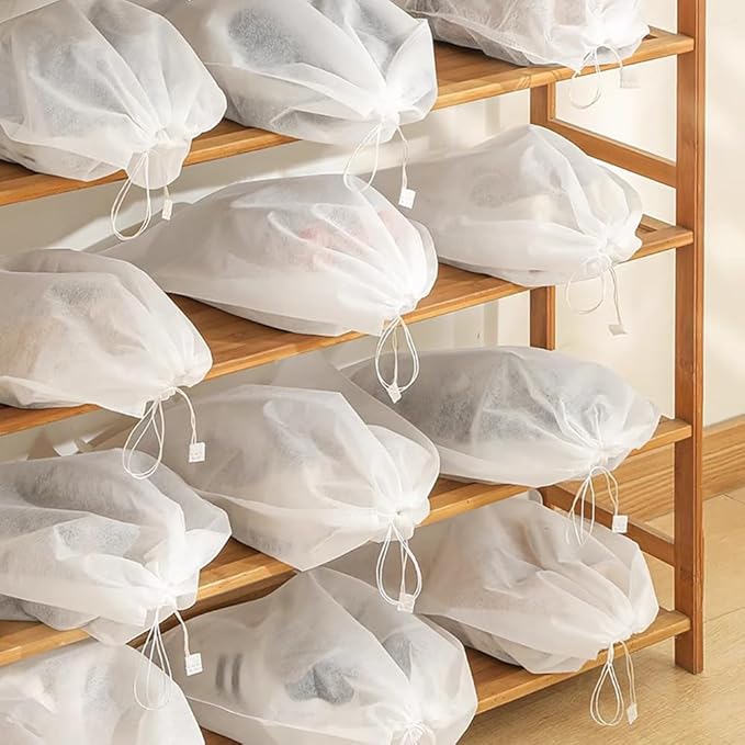 100Pcs Non-woven Fabric Storage Bag for Shoes,Bags,Clothes,12.6x18.9 Inches,White