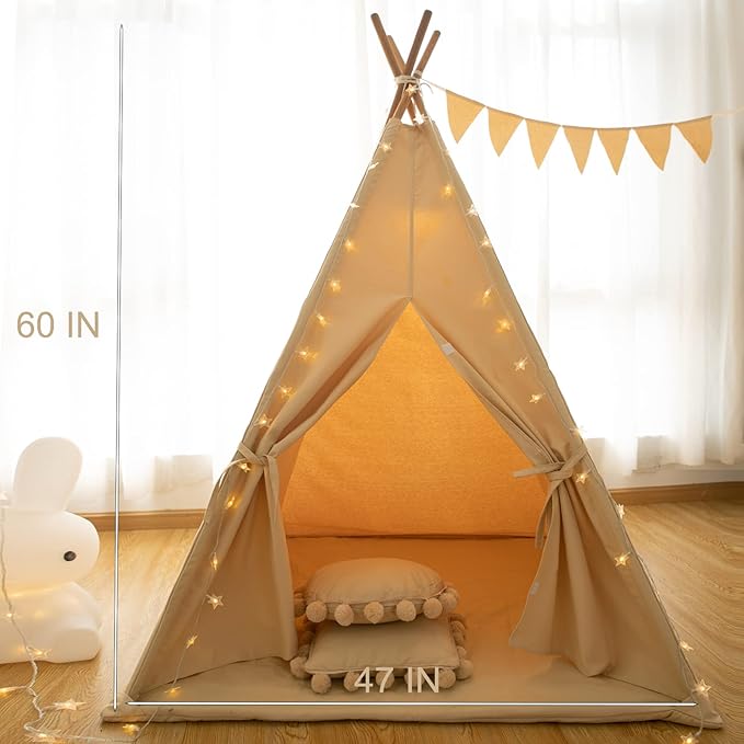 RongFa Teepee Tent for Kids-Portable Children Play Tent Indoor Outdoor (Khaki)