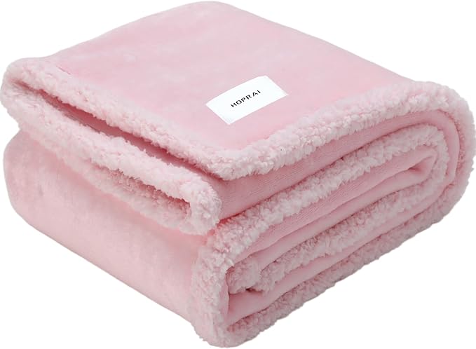 HOPRAI Dog Blanket, Waterproof Reversible Sherpa Fleece Throw Blanket, Furniture Cover for Bed, Couch, Sofa Protection from Liquid Pee and Pet Fur of Puppy, Cat (Pink S28*39inches)
