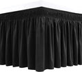 Biscaynebay Wrap Around Bed Skirts for King & Cal King Beds 17" Long Drop, Black Adjustable Elastic Dust Ruffles Easy Fit Wrinkle & Fade Resistant Silky Luxurious Fabric Solid Machine Washable