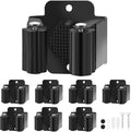 Yiows Broom Holder Wall Mount, 7PCS Broom Hanger Wall Mount, Stainless Steel Heavy Duty Mop Holder Broom Mop Hanger Wall with Screws, Garden Outdoor Tool Organizer Rack Broom Hanger (Black)