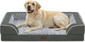 Casa Paw Orthopedic XL Dog Beds, Waterproof Memory Foam Big Pet Bed for Extra Large Sized Dogs 45x35Inch, Non-Slip Bottom and Egg-Crate Foam Dog Couch Bed with Washable Removable Cover, Dark Grey