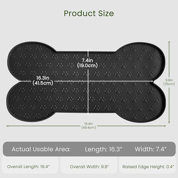 PWTAA Dog Food Mat Anti-Slip Silicone Dog Bowl Mat Thicker Pet Placemat Waterproof Cat Feeder Pad with Raised Edge Puppy Kitten Feeding Mats Suitable Small Medium-Sized Dogs Cats Eating Tray