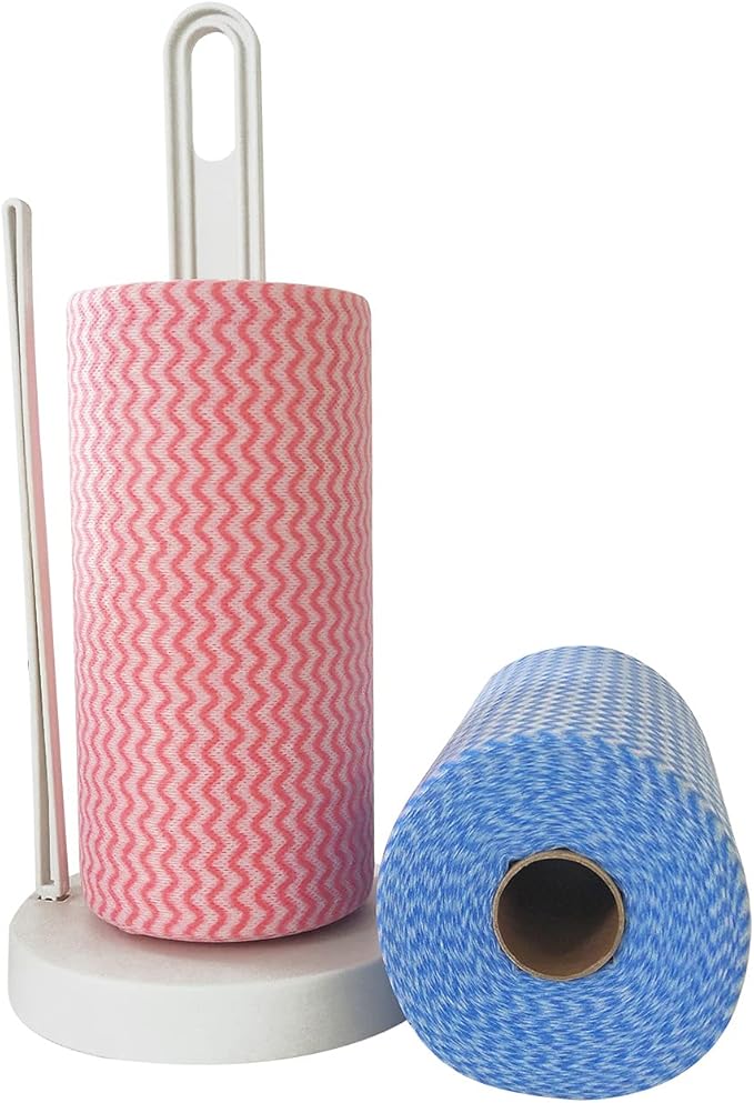 JINYUDOME Reusable Cleaning Cloths Disposable Cleaning Cloth Dish Cloth Dish Towels Dish Rags All Purpose Cloths on 2 Rolls Blue&Red -200 Pieces