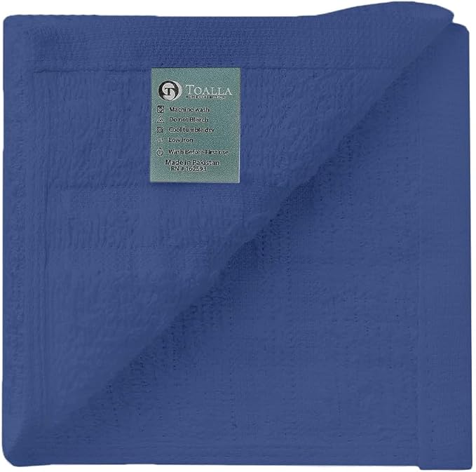 TOALLA 100% Cotton Washcloth 60 Pack|700 GSM|Soft Washcloth For Face|Wash cloths Bulk Pack|Wash cloth For Body And Face|Highly Absorbent|Fingertip Towel|Washcloths For Bathroom|12 x 12 Inche|ROYALBLUE