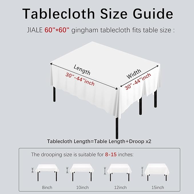 Alsoo Gingham Tablecloth Rectangle Checkered Table Cloth Cotton Linen Fabric Wrinkle Free Washable Buffalo Plaid Table Cover for Kitchen Dining Picnic Camping, Green and White, 60 * 60 inch