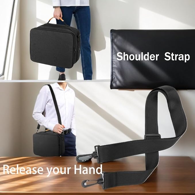 Yzawotk Extra Large Electronics Organizer Travel Case, Cable Organizer Bag with Shoulder Strap, Electronics Accessories Storage Double Layer Bags for Cord, Tablet, Headphone, Charger, Tools, DJ Gifts