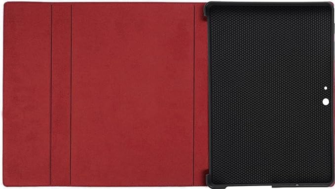 NANRUIL for Microsoft Surface Pro X and Pro X Plus 13 inch Case 2019/2020/2021/2024 Genuine Leather Cover Protective Shell Compatible with Type Cover Keyboard and Pencil Holder.Red