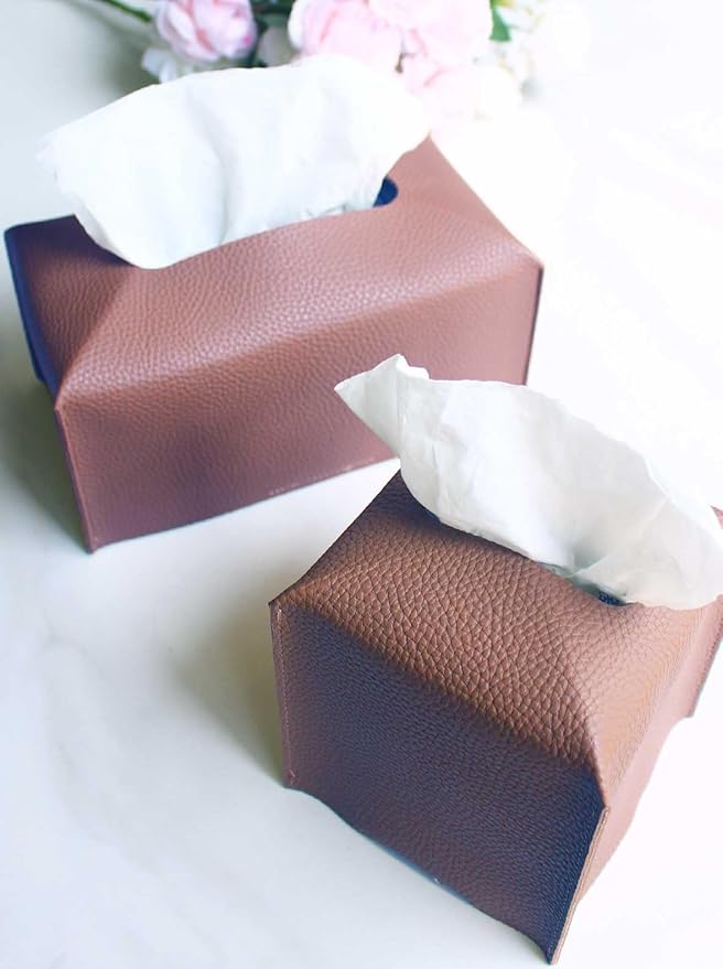 Brown Tissue Box Cover Rectangular - Plus Size Large Tissue Box Cover Rectangle [JESMINI] Faux Leather Tissue Box Holder Long for Extra Large Rectangle Facial Tissue Box