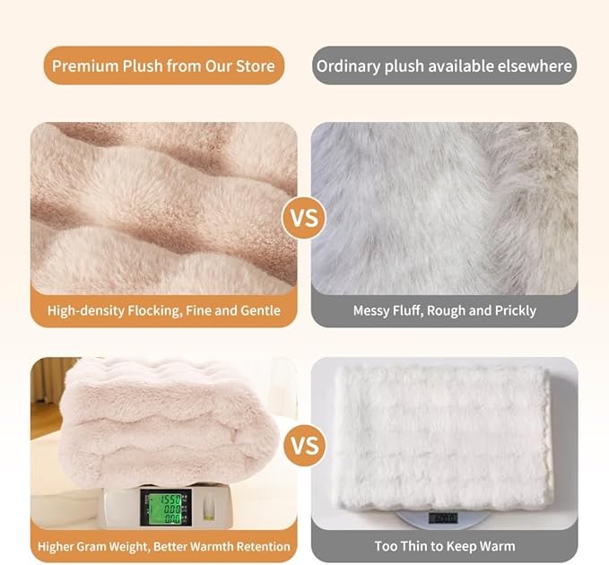 SOMAHE Dog Blanket Self-Warming Throw for Medium & Large Dogs, Dual-Side Sherpa Plush, Thick Crate Bed Cover & Car Seat Mat, Anti-Static Machine Washable No Shrink, 39x30 Inch White