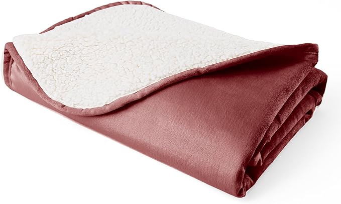 Bigbeer Waterproof Dog Blankets for Medium Dogs, Washable Pet Blanket for Indoor Cats, Plush Sherpa Puppy Throw Furniture Protector for Bed Couch Sofa(30"x40",M,Burgundy Red)