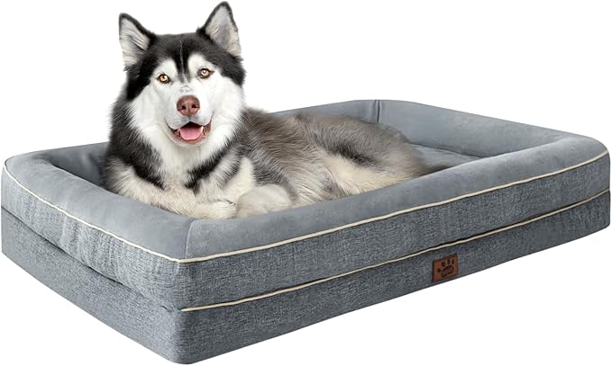TaiBest Waterproof Memory Foam Dog Beds for Extra Large Dogs Non-Slip Orthopedic Dog Beds Washable Couch Pet Bed with Removable Cover (Grey, X-Large)