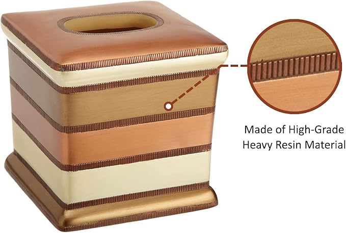 Resin Tissue Box Cover for Modern Home Decor - Minimalist Square Tissue Box Holder for Guest Room, Bedroom, Bathroom, Tabletop & Office - Durable and Aesthetic Tissue Holder, Contempo
