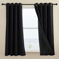 Rutterllow 100% Blackout Curtains, Full Shade 54 Inches Long Complete Drapes for Living Room, Thermal Insulated Bedroom Window Treatment Drapes (2 Panels, Black, 52 x 54 inch)