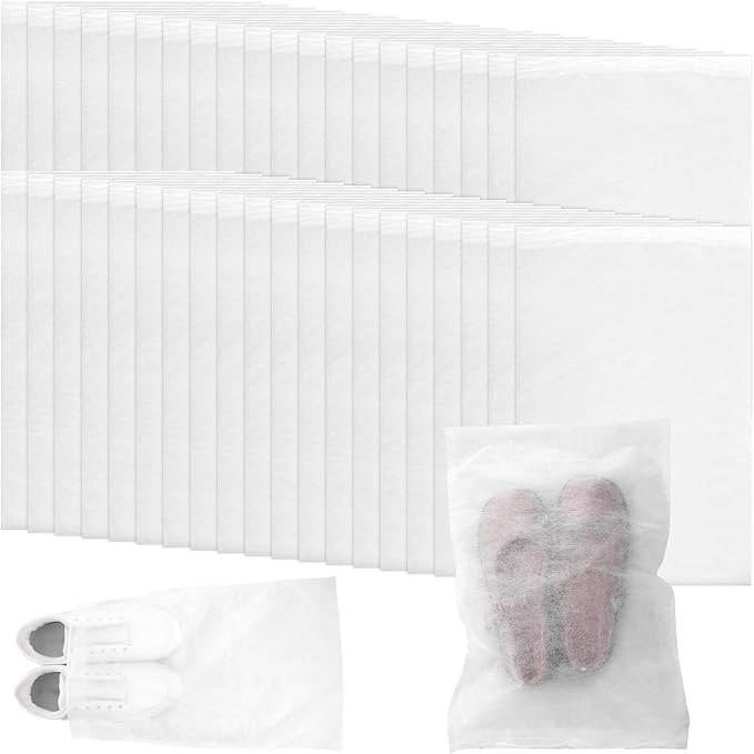 200 PCS Dust Proof Shoe Bag Non Woven Dust Bags Drawstring Storage Bag Breathable Dust Bags with Rope Non Woven Fabric Handbag Portable Storage Organizer for Men Women Handbag Purse Shoes-19x12 Inch