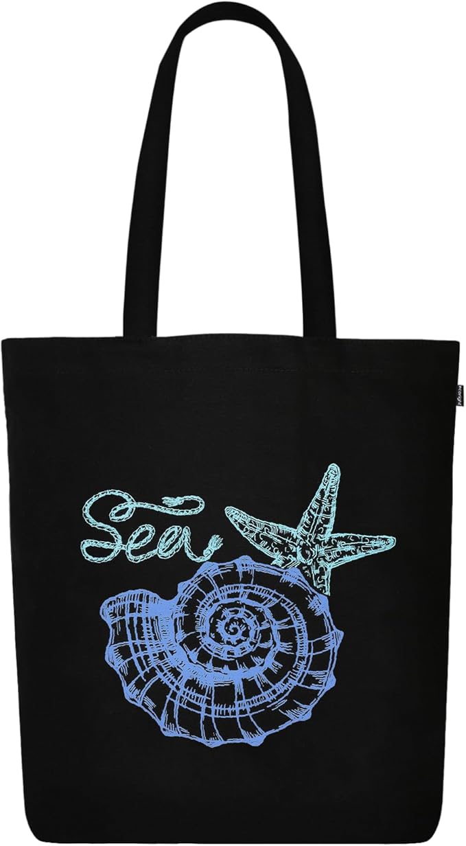 Ecoright Tote Bag for Women with Zipper, Small Tote Bag, Canvas Bag, Reusable Cotton Bag for Beach, Grocery, School & Work