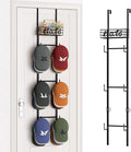 SWTYMIKI Over Door Hat Organizer - Wall Mounted Hat Rack with 6 Hooks and Metal Basket Design, Hanging Baseball Cap Organizer Storage Holds Up to 32 Caps for Door, Bedroom, Closet (Black)