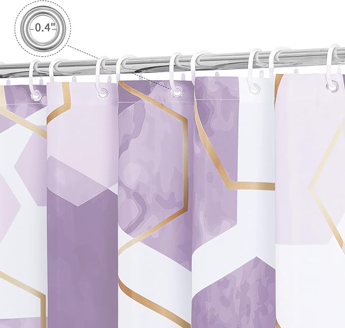 Litabel Lavender Purple Modern Shower Curtain for Bathroom, Geometric Art Decor Waterproof Bath Curtain, Abstract Fabric Shower Curtain Sets for Home Decor, 72x72 Inch
