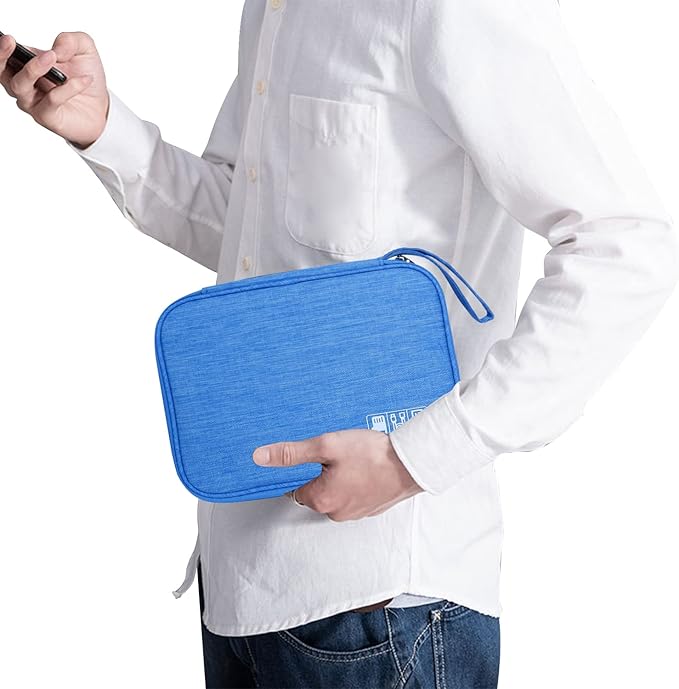 Lcsmaokin Electronics Travel Organizer,Portable Waterproof Electronic Travel Storage Bag for Small Charging Cord Storage,Charger,Small Electronics,SD Card etc,for Travel,Business -Sky Blue