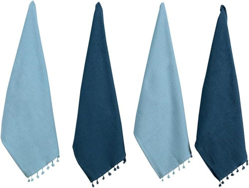 ACCENTHOME 100% Cotton Waffle Weave Kitchen Towel Set of 4 Super Soft Absorbent Tea Towels | Durable Cleaning Dish Cloths Perfect for Mess & Quick Drying Dishes Rags 18x26 inches in Teal Color