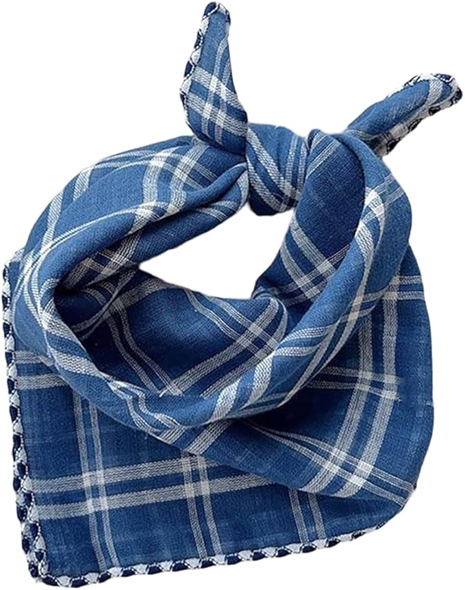 Pemilosci Double Layers Two Tones Dog Cotton Square Bandana Bibs Scarf Kerchief for Small Medium Dogs Boy or Girl - DCB15 B&W