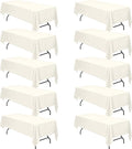 BRILLMAX 10 Pack Ivory Tablecloths for 8 Foot Rectangle Tables 60 x 126 Inch - 8ft Rectangular Bulk Linen Polyester Fabric Washable Cloth Cover for Wedding Reception Banquet Birthday Party