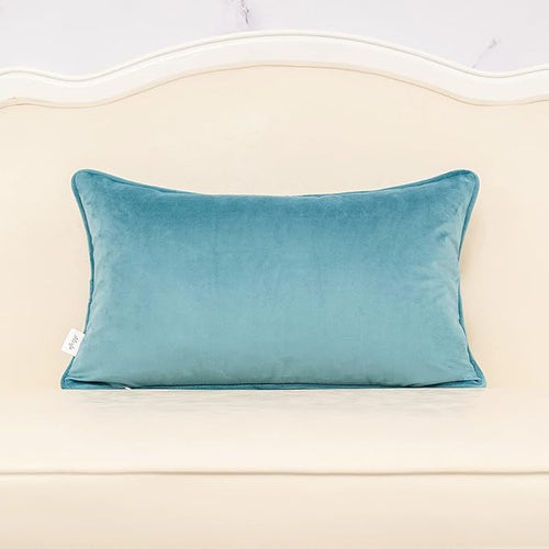 Alerfa 12 x 20 Inch Light Blue Rectangle Maple Leaf Pillow Embroidery Cut Velvet Cushion Case Luxury Modern Lumbar Throw Pillow Cover Decorative Pillow for Couch Sofa Living Room Bedroom Car