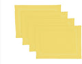 Solino Home Linen Cloth Placemats Set of 4-100% Pure Linen Double Hemstitch Sunshine Yellow Placemats 14 x 19 Inch - Handcrafted and Machine Washable Table Place Mats for Spring, Easter