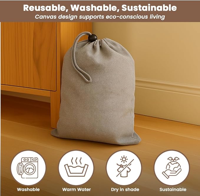 LFH Cotton Rich Shoe Storage Bags with Drawstring, Dustproof Breathable Reusable Organizer, Perfect For Travel, Dorm, Hotel, College, Gym, Easy to Carry, Machine Washable 12"x17" (Pack of 4) - Grey