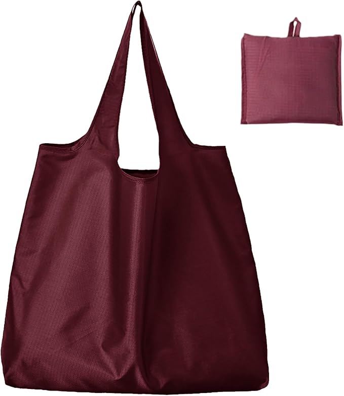 Ksheria Large 50lbs Heavy Duty Reusable Foldable Grocery and Shopping Tote Bags - Washable Polyester Bags in Pocket