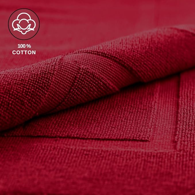 ELITE Emporium Home Collection 2-Piece Cotton Bathroom Mat Set, 21" x 34" - 100% Cotton, Absorbent, Quick-Dry, Bath Towel Mats for Floor, Red [Not a Bathroom Rug]