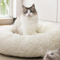 Raimaiso Anti Anxiety Round Fluffy Plush Faux Fur Warm Washable Dog Bed & Cat Bed, Original Bed for Small Medium Large Pets,Used to Relieve Joints and Improve Sleep（20"/24"/27''） (24", White)