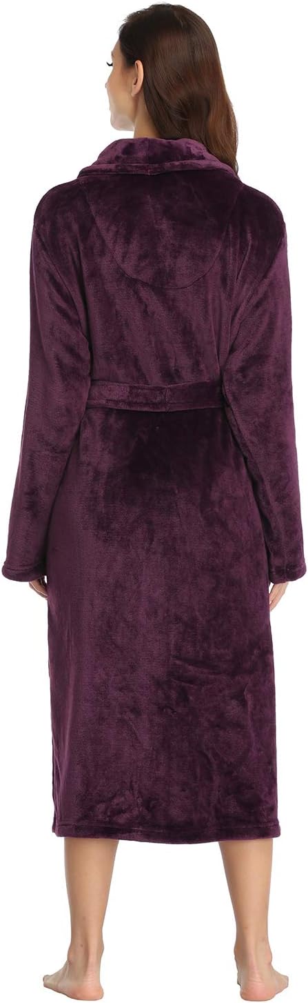 RONGTAI Womens Bathrobe Ladies Fleece Plush Warm Long Robes Fleece Nightgown Sleepwear